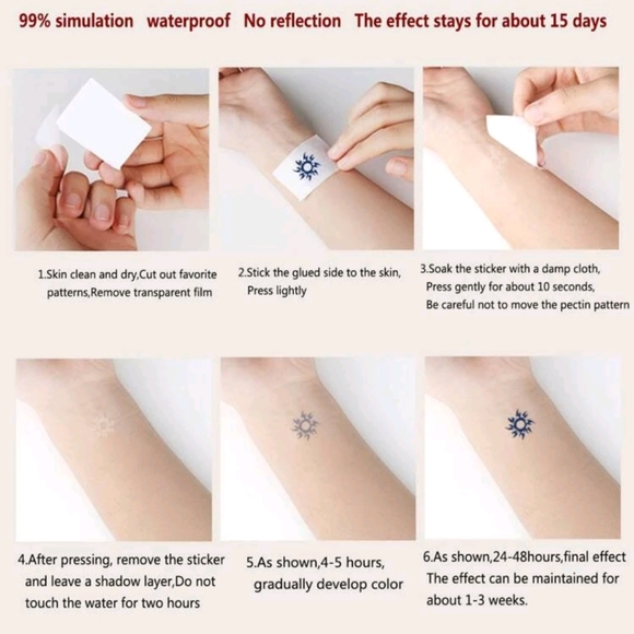 🍉5 for $25* Crescent Moon Temporary Pectin Tattoo - Picture 6 of 6